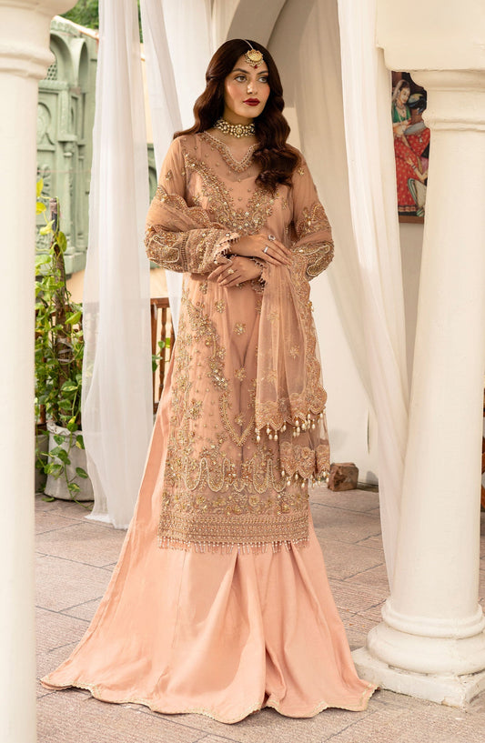 Zarin by Eleshia Embroidered Net 3Pc Suit D-02 Leena - Riwayat-e-khas