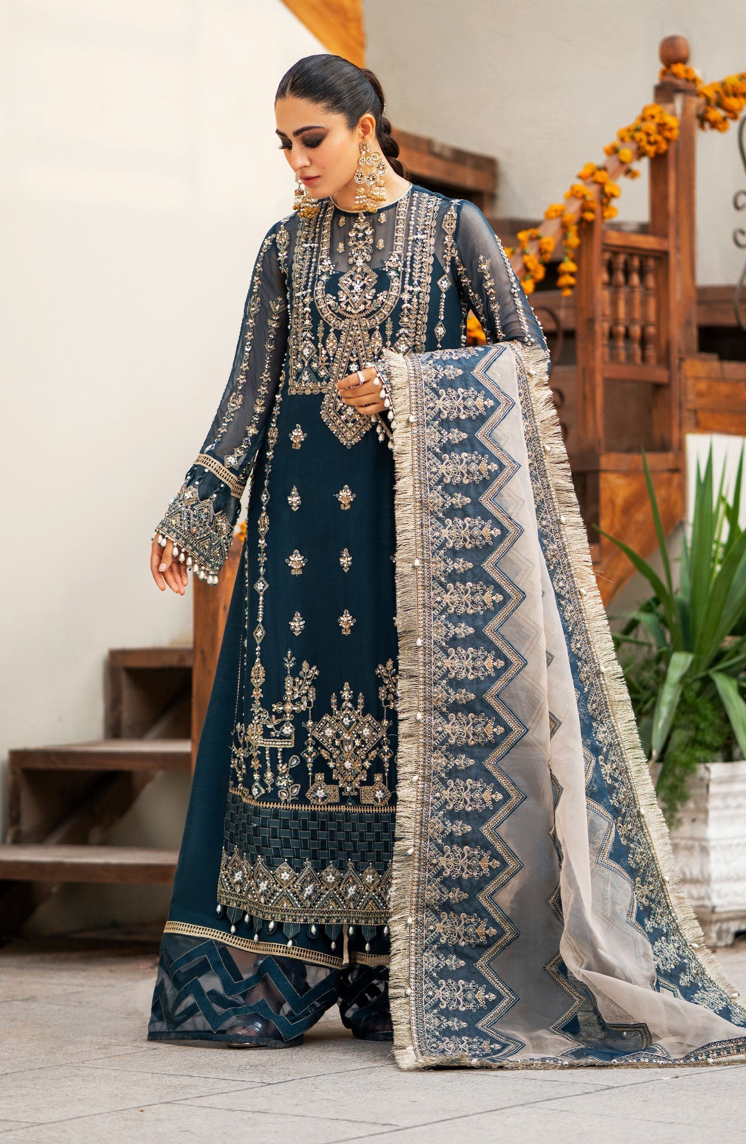 Zarin by Eleshia Embroidered Bamber 3Pc Suit D-06 Mayura - Riwayat-e-khas