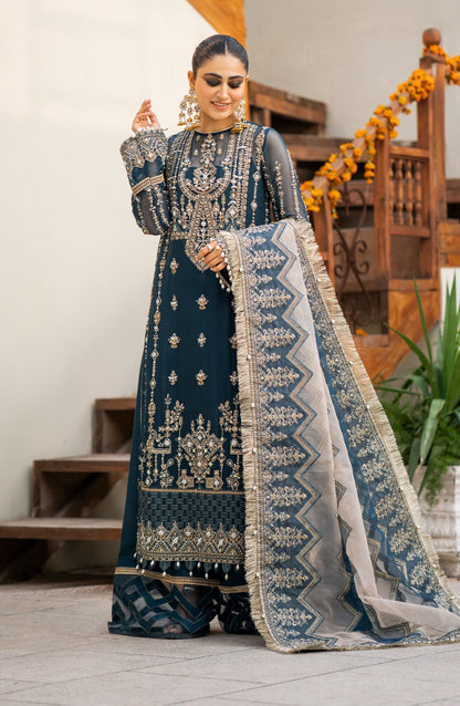 Zarin by Eleshia Embroidered Bamber 3Pc Suit D-06 Mayura - Riwayat-e-khas