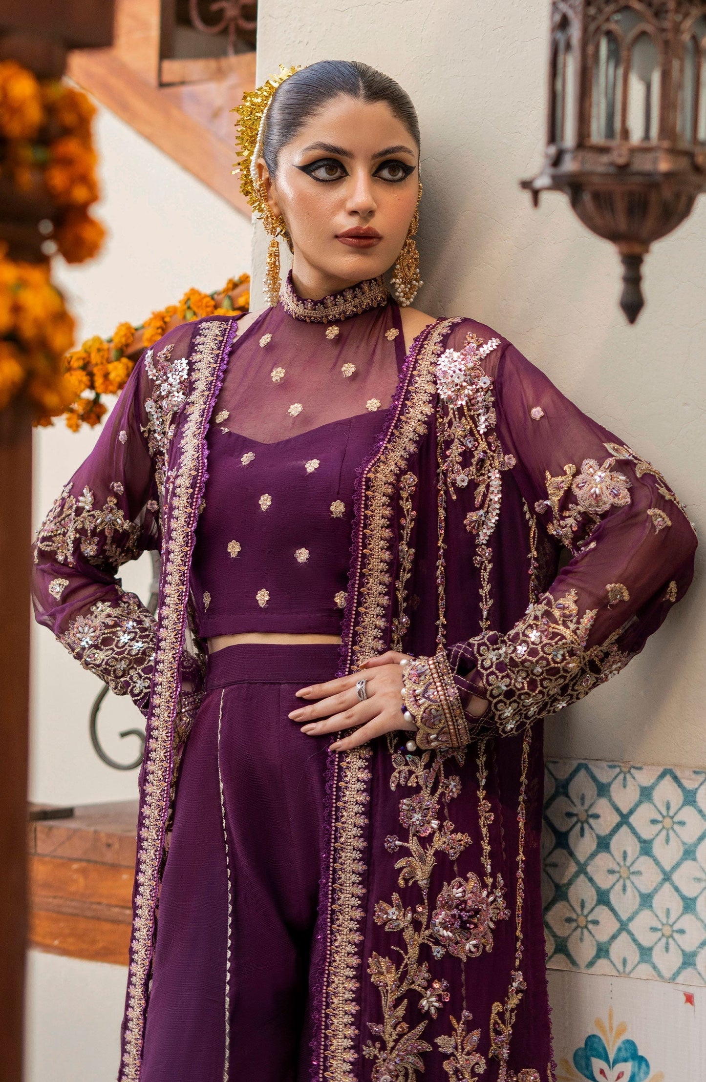 Zarin by Eleshia Embroidered Bamber 3Pc Suit D-07 Medea - Riwayat-e-khas