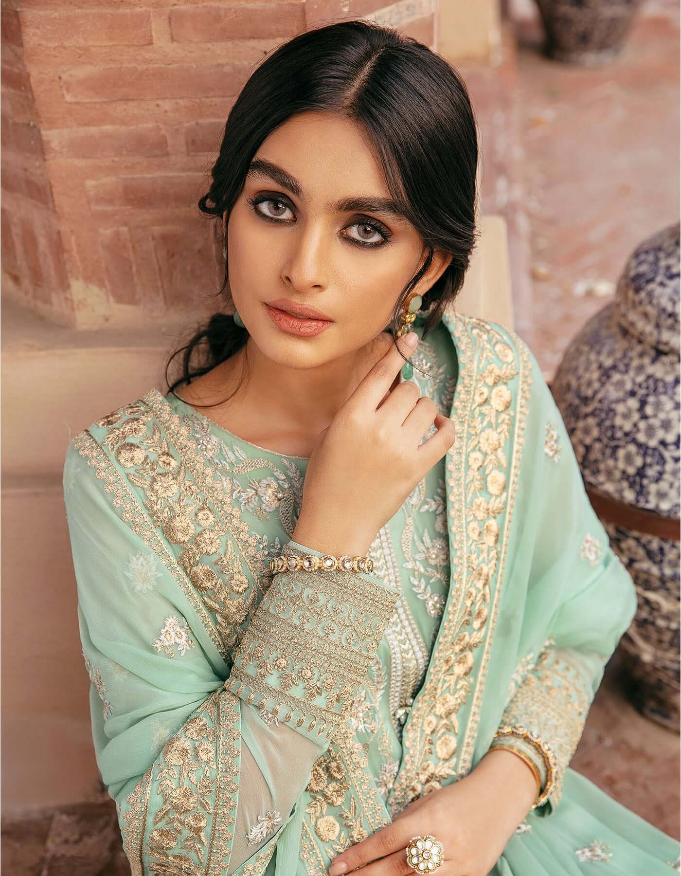 SIFA Crinkle Chiffon Embroidered 3Pc Suit - GUL - Riwayat-e-khas