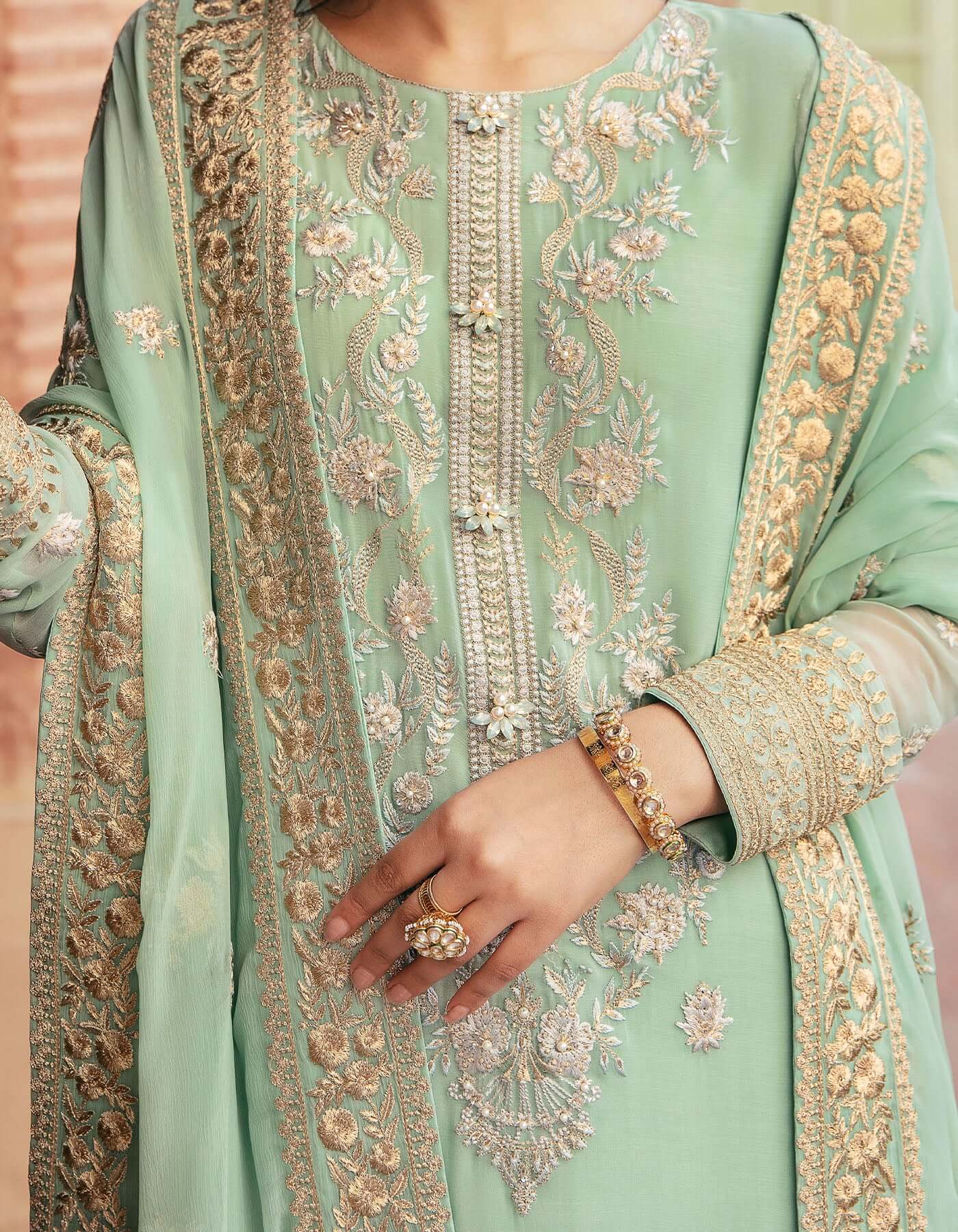 SIFA Crinkle Chiffon Embroidered 3Pc Suit - GUL - Riwayat-e-khas