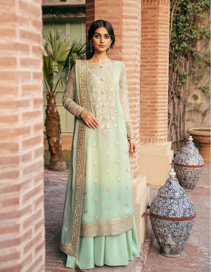 SIFA Crinkle Chiffon Embroidered 3Pc Suit - GUL - Riwayat-e-khas