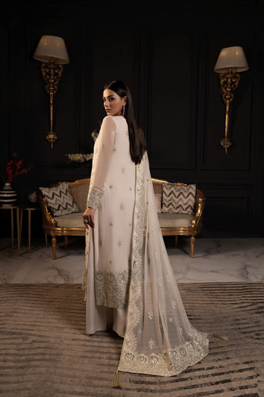 SIFA Valentino Embroidered Chiffon 3 Piece Suit - Hazel - Riwayat-e-khas