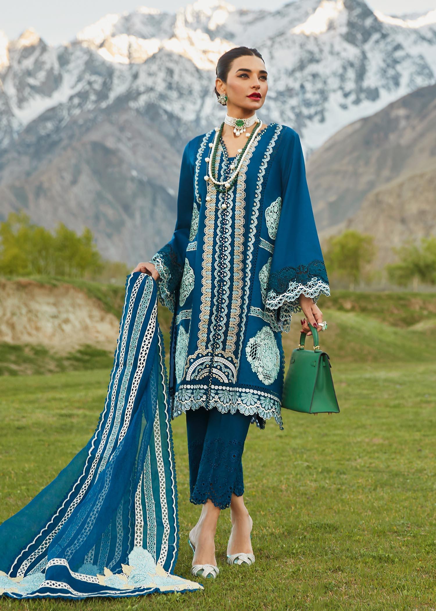 CRIMSON LUXE LAWN Medley of Lace - D7 A Stitched - Riwayat-e-khas