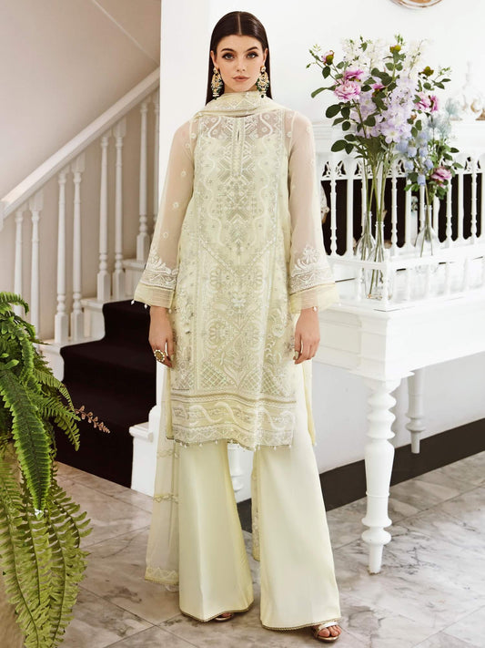 Saad Shaikh Ella Unstitched Embroidered Luxury Chiffon 3Pc Suit DSG-04 - Riwayat-e-khas