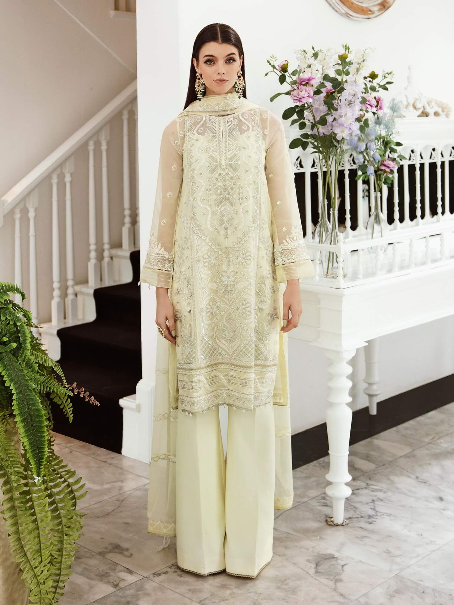 Saad Shaikh Ella Unstitched Embroidered Luxury Chiffon 3Pc Suit DSG-04 - Riwayat-e-khas