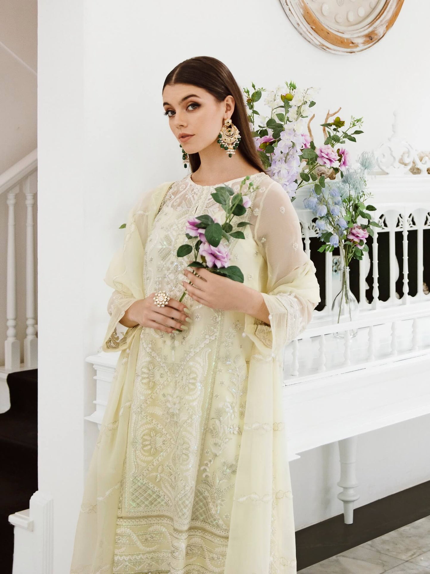 Saad Shaikh Ella Unstitched Embroidered Luxury Chiffon 3Pc Suit DSG-04 - Riwayat-e-khas