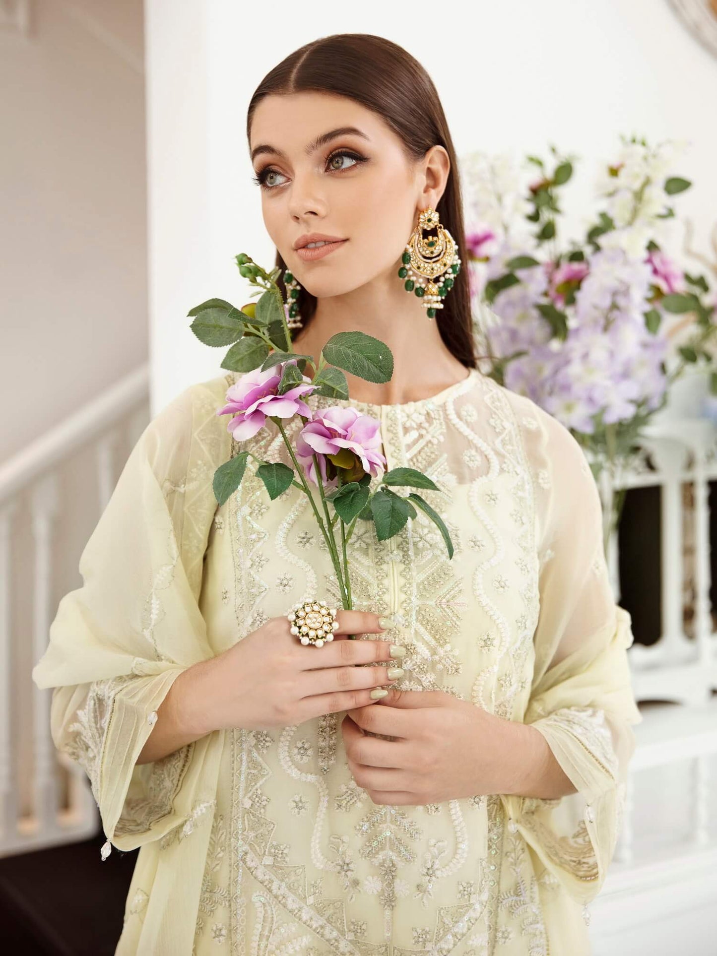 Saad Shaikh Ella Unstitched Embroidered Luxury Chiffon 3Pc Suit DSG-04 - Riwayat-e-khas