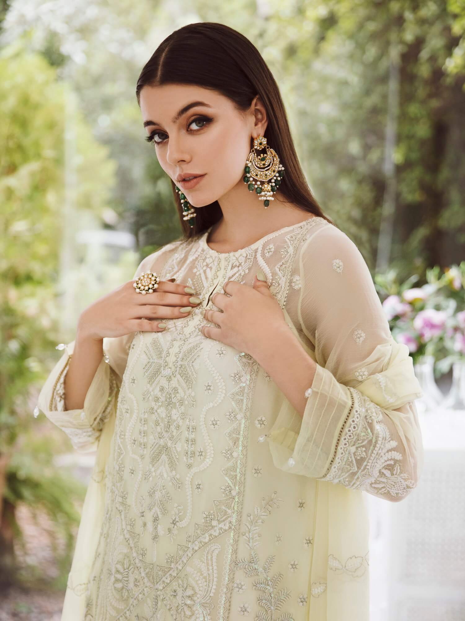 Saad Shaikh Ella Unstitched Embroidered Luxury Chiffon 3Pc Suit DSG-04 - Riwayat-e-khas