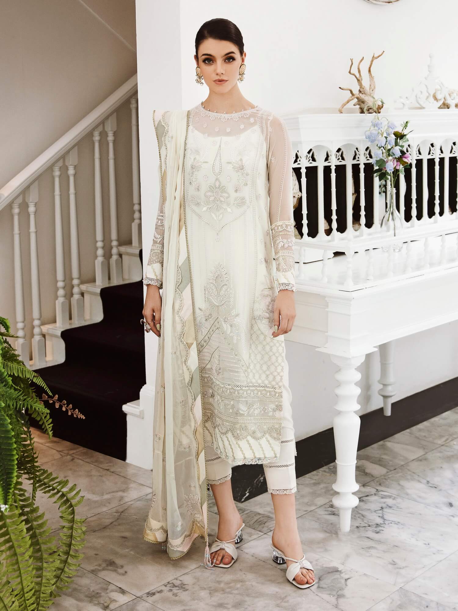 Saad Shaikh Ella Unstitched Embroidered Luxury Chiffon 3Pc Suit DSG-03 - Riwayat-e-khas