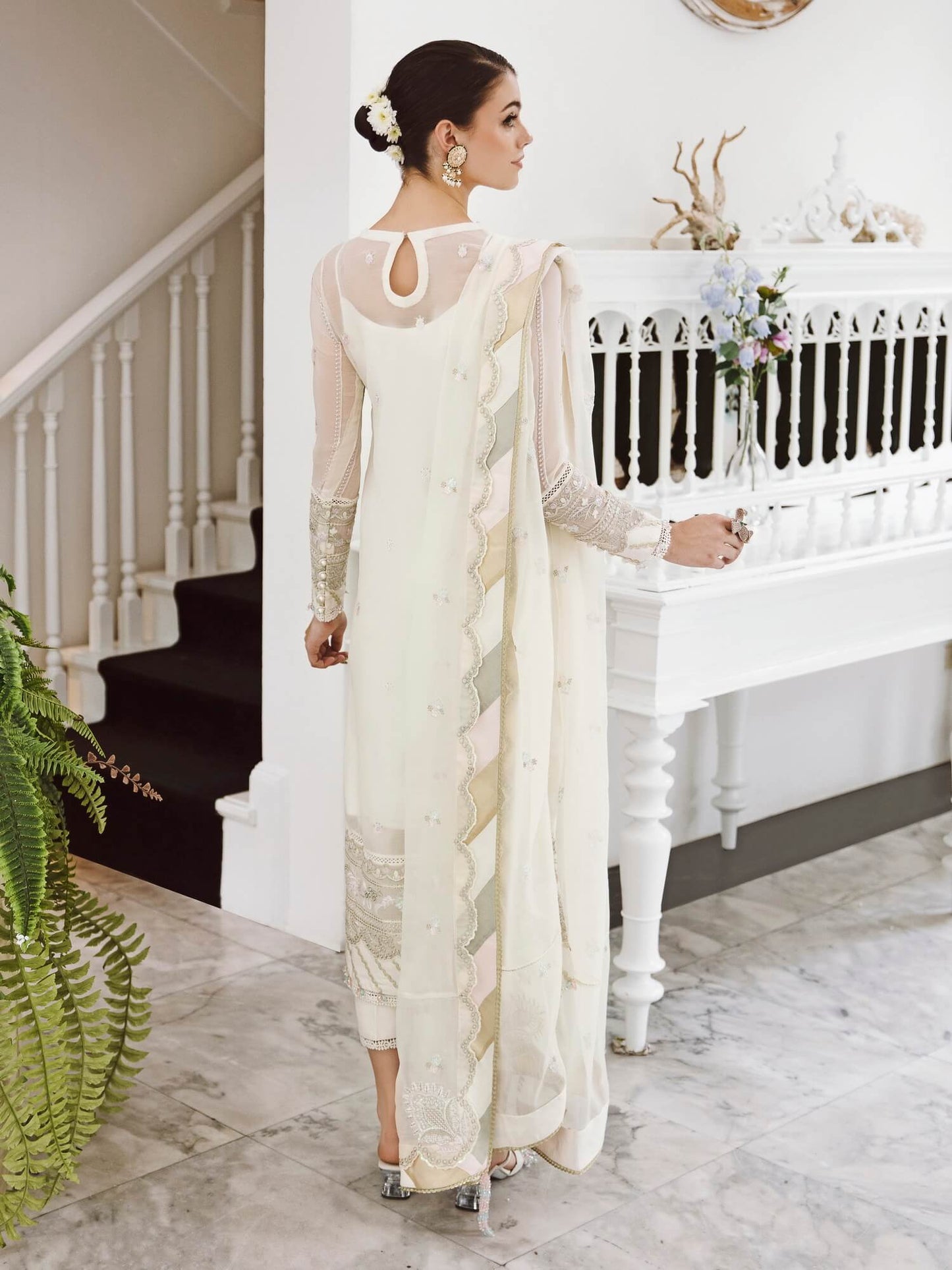 Saad Shaikh Ella Unstitched Embroidered Luxury Chiffon 3Pc Suit DSG-03 - Riwayat-e-khas