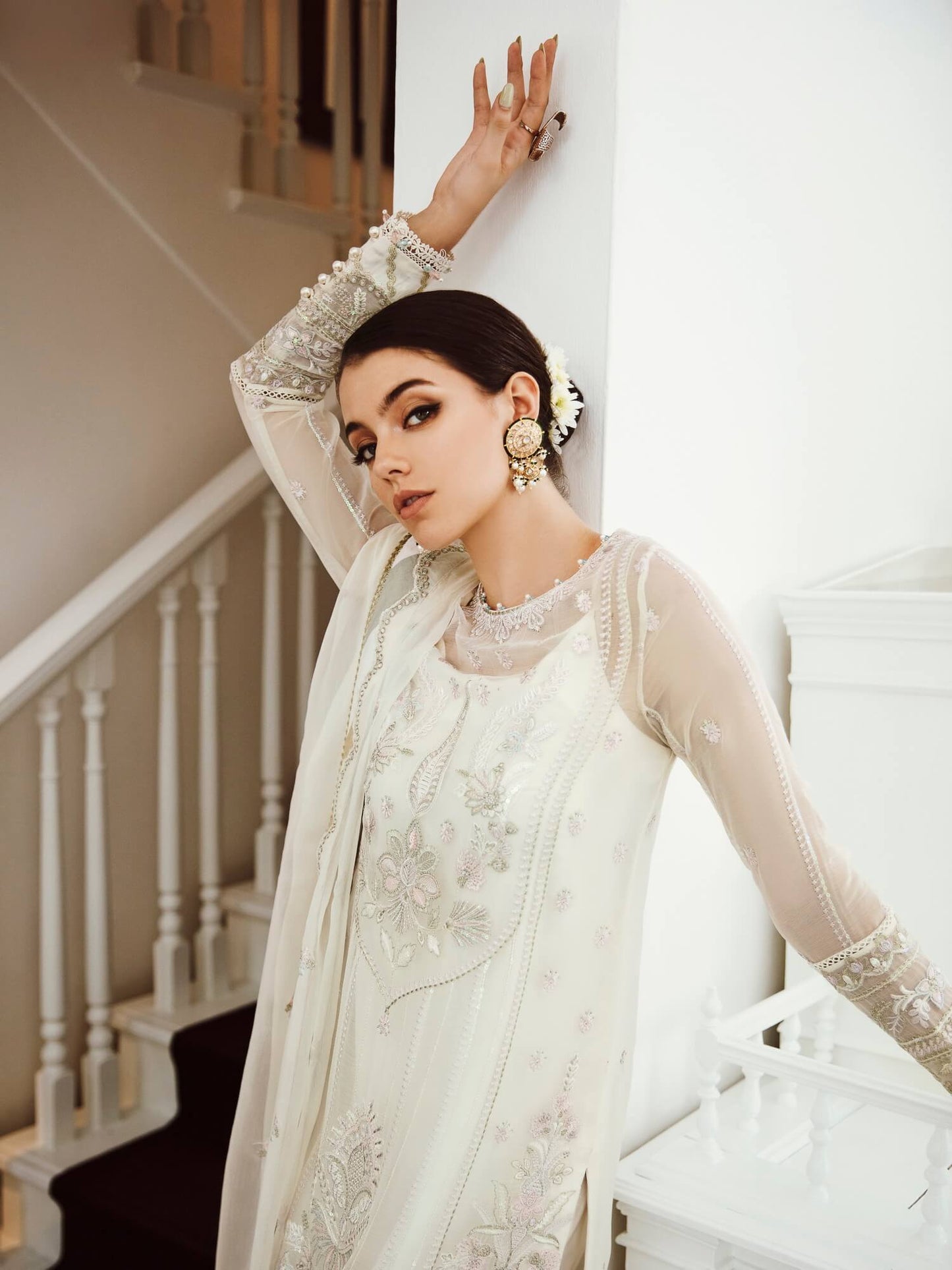 Saad Shaikh Ella Unstitched Embroidered Luxury Chiffon 3Pc Suit DSG-03 - Riwayat-e-khas