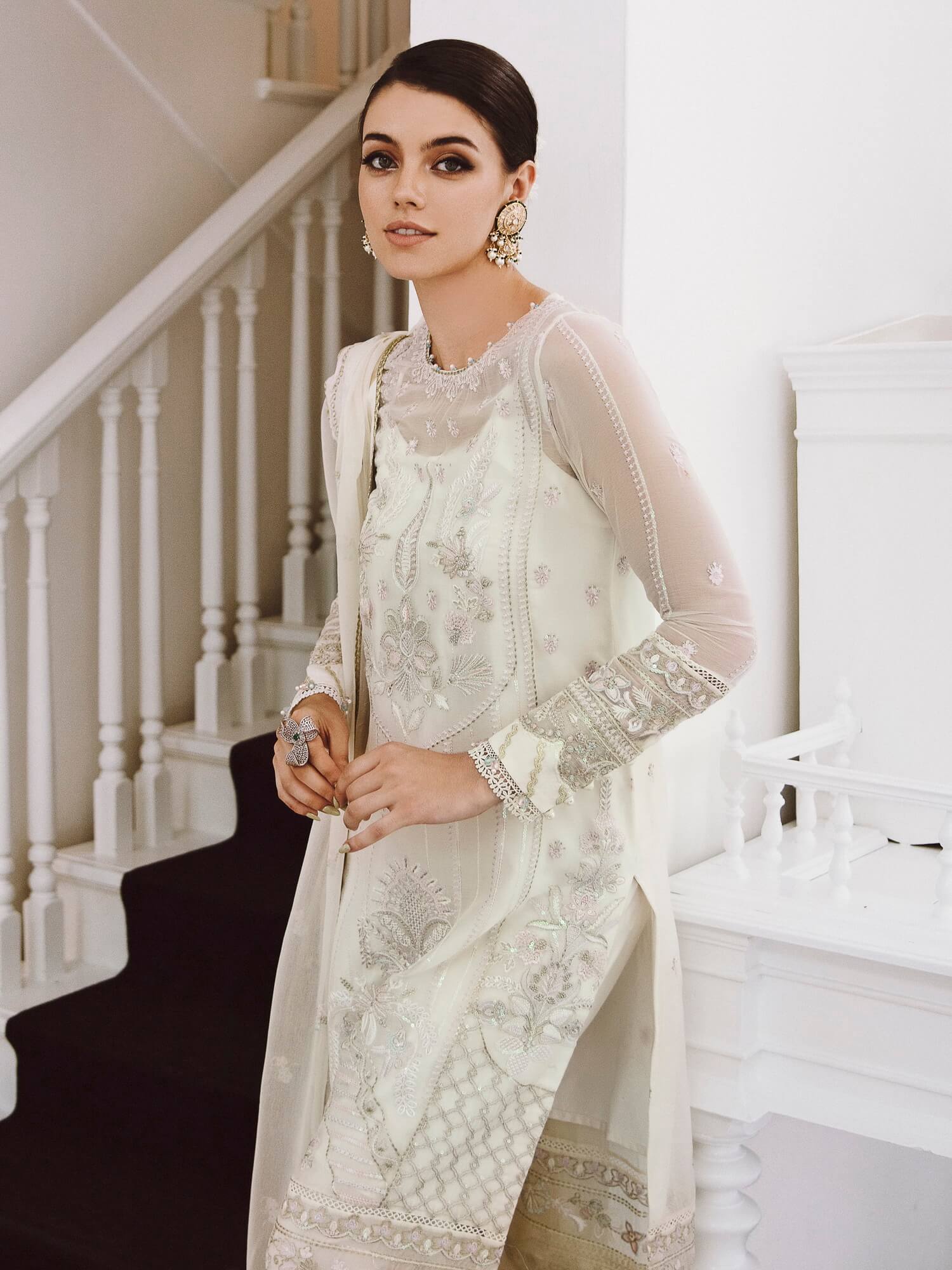 Saad Shaikh Ella Unstitched Embroidered Luxury Chiffon 3Pc Suit DSG-03 - Riwayat-e-khas