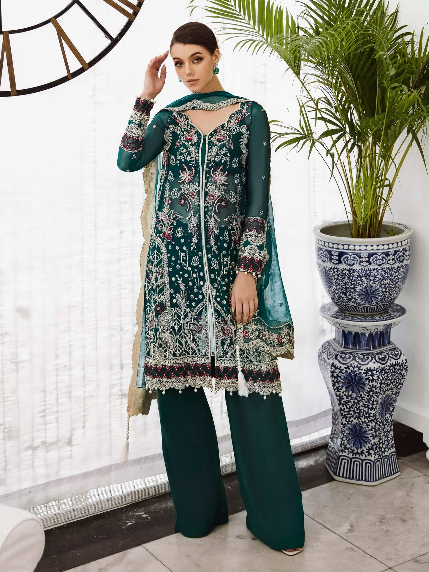 Saad Shaikh Ella Unstitched Embroidered Luxury Chiffon 3Pc Suit DSG-06 - Riwayat-e-khas