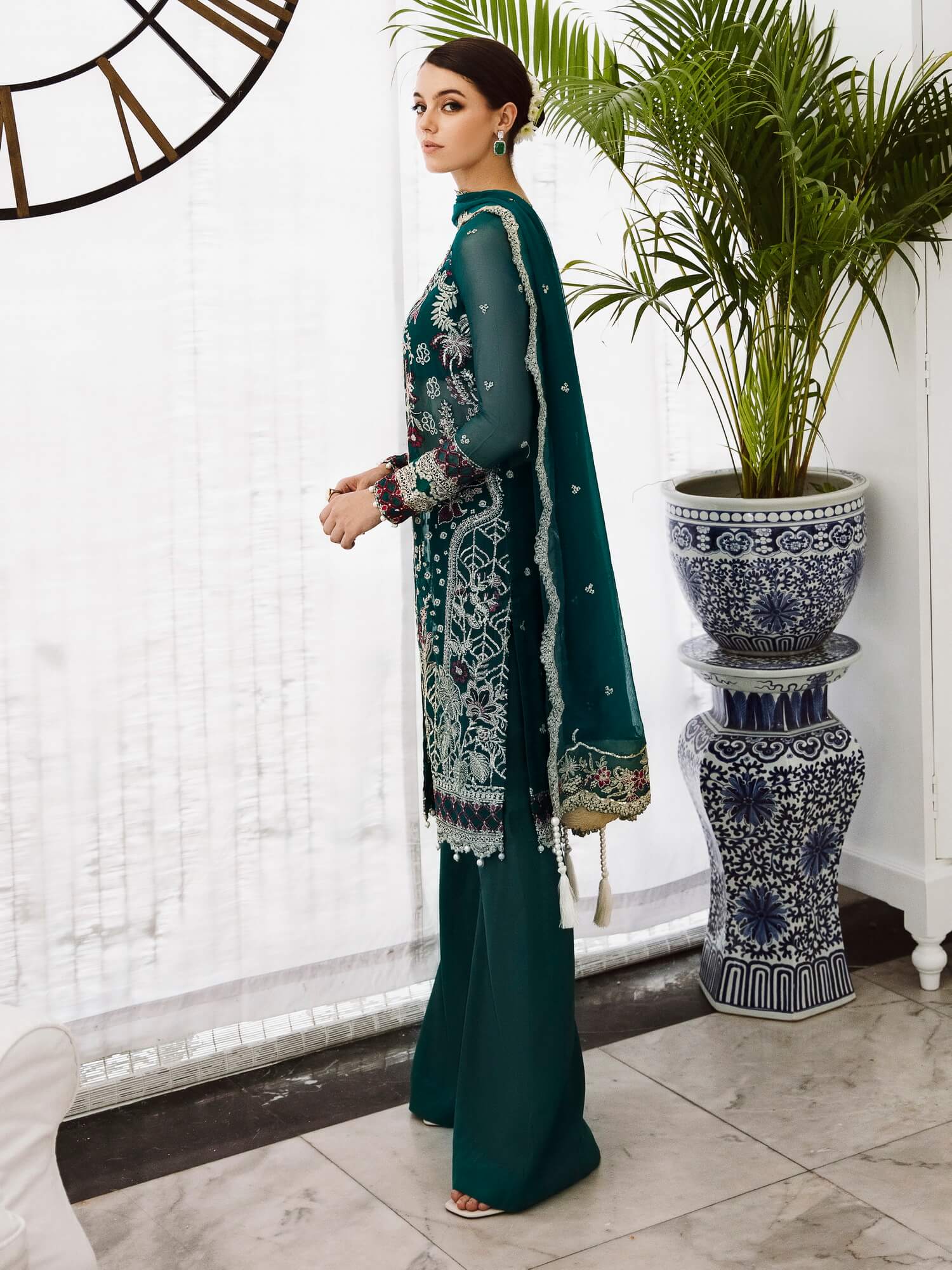 Saad Shaikh Ella Unstitched Embroidered Luxury Chiffon 3Pc Suit DSG-06 - Riwayat-e-khas