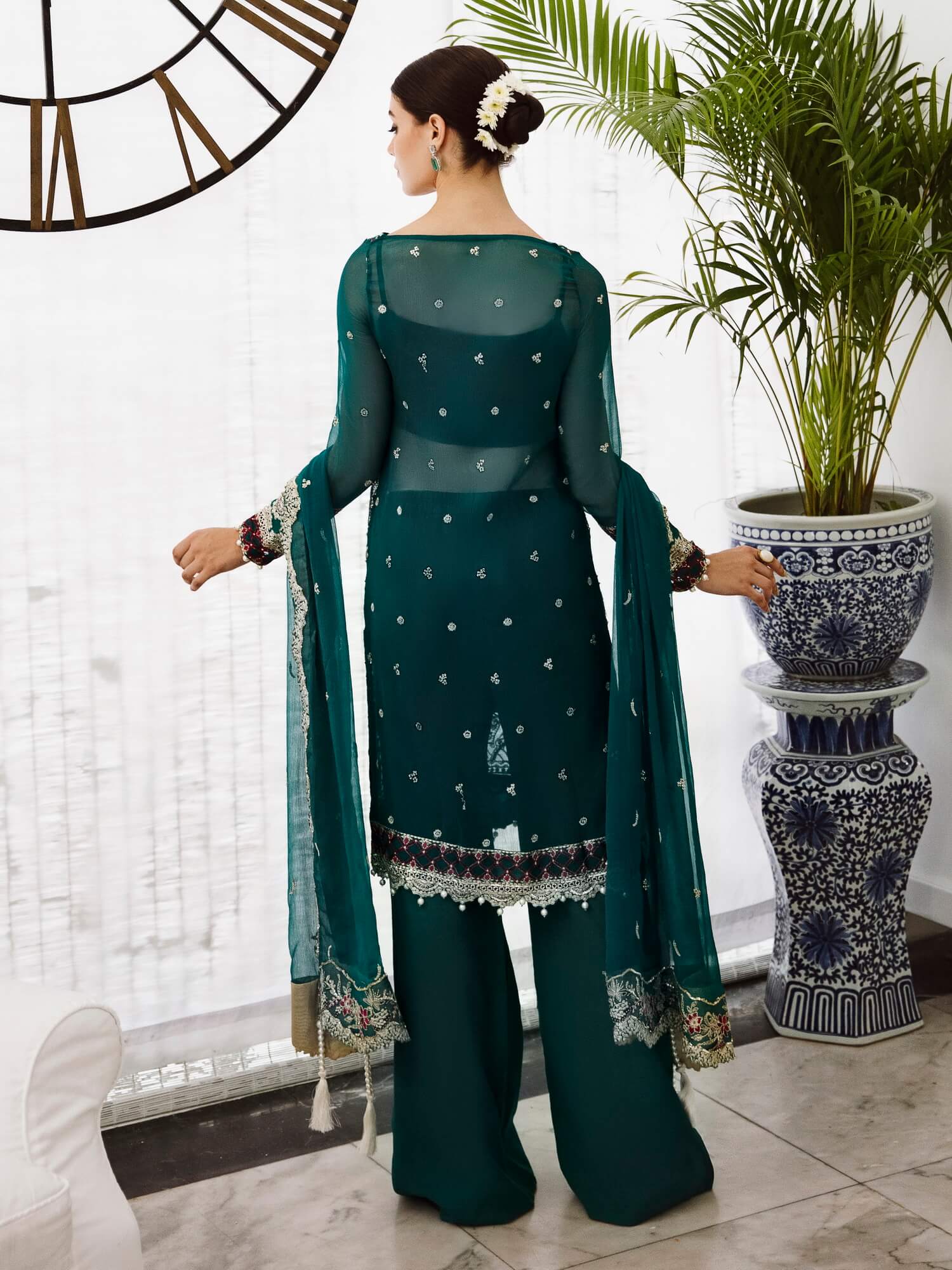 Saad Shaikh Ella Unstitched Embroidered Luxury Chiffon 3Pc Suit DSG-06 - Riwayat-e-khas