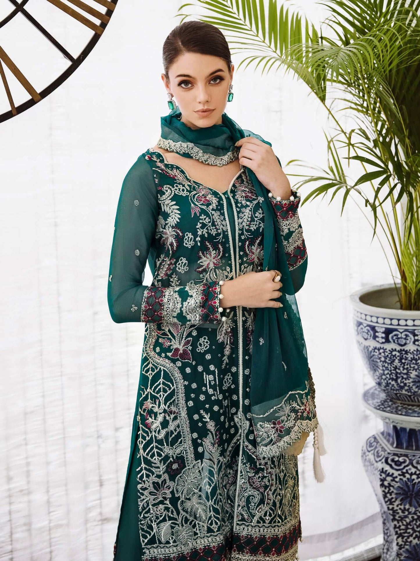 Saad Shaikh Ella Unstitched Embroidered Luxury Chiffon 3Pc Suit DSG-06 - Riwayat-e-khas