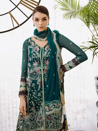 Saad Shaikh Ella Unstitched Embroidered Luxury Chiffon 3Pc Suit DSG-06 - Riwayat-e-khas