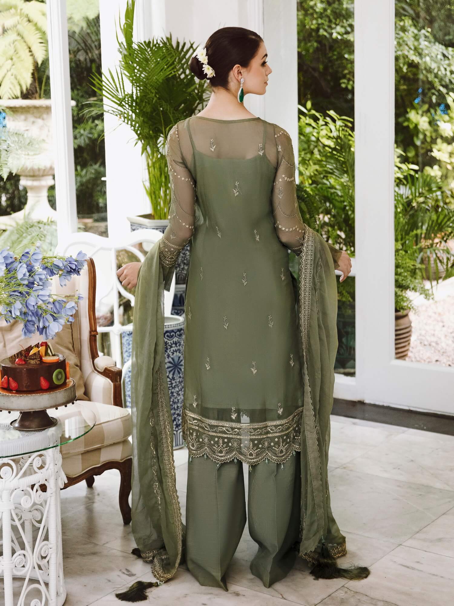 Saad Shaikh Ella Unstitched Embroidered Luxury Chiffon 3Pc Suit DSG-08 - Riwayat-e-khas