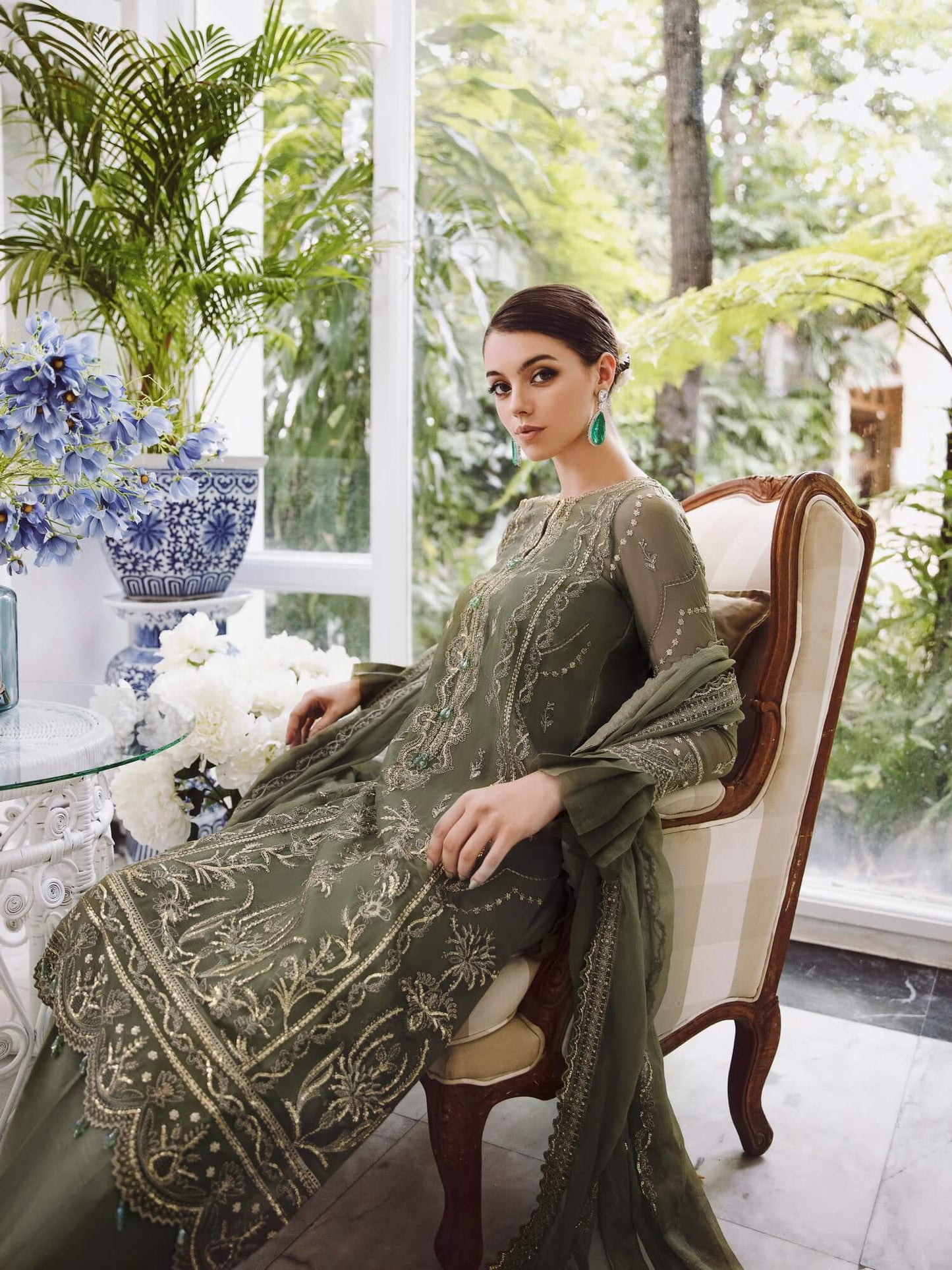 Saad Shaikh Ella Unstitched Embroidered Luxury Chiffon 3Pc Suit DSG-08 - Riwayat-e-khas