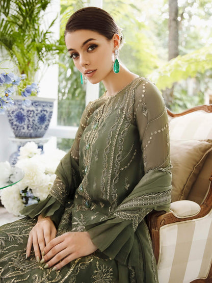 Saad Shaikh Ella Unstitched Embroidered Luxury Chiffon 3Pc Suit DSG-08 - Riwayat-e-khas