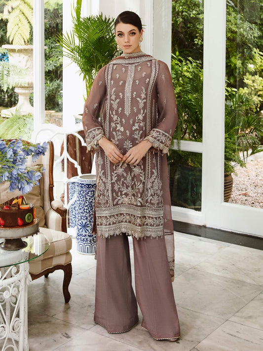 Saad Shaikh Ella Unstitched Embroidered Luxury Chiffon 3Pc Suit DSG-05 - Riwayat-e-khas