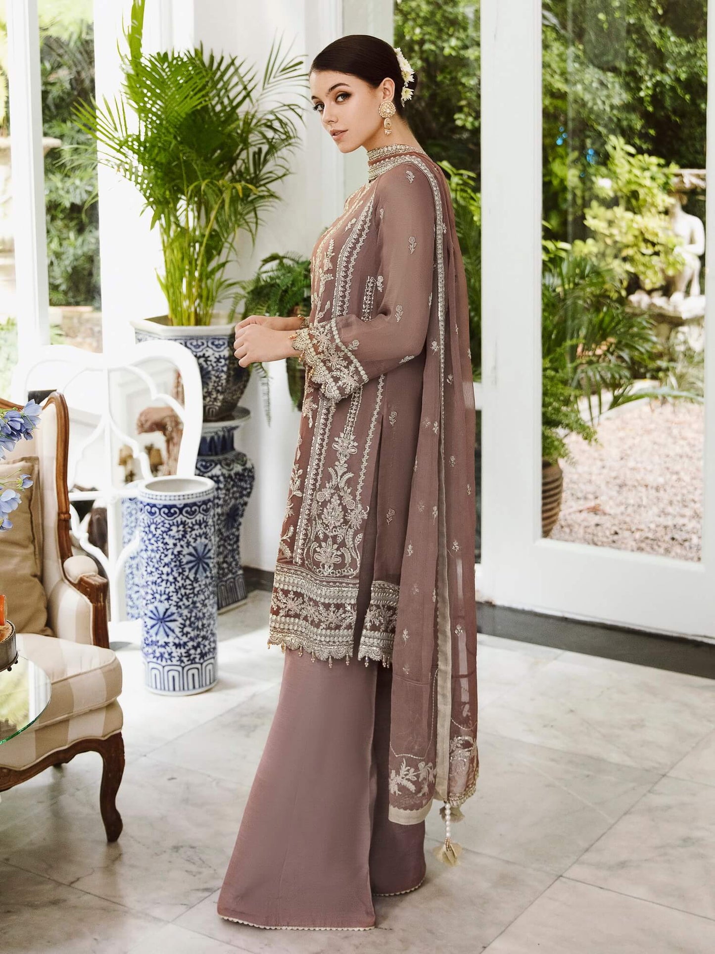 Saad Shaikh Ella Unstitched Embroidered Luxury Chiffon 3Pc Suit DSG-05 - Riwayat-e-khas