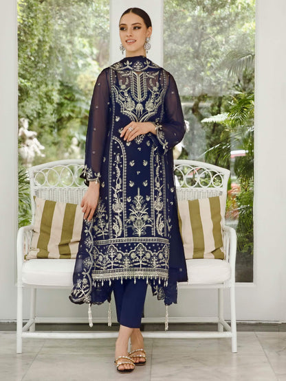 Saad Shaikh Ella Unstitched Embroidered Luxury Chiffon 3Pc Suit DSG-10 - Riwayat-e-khas