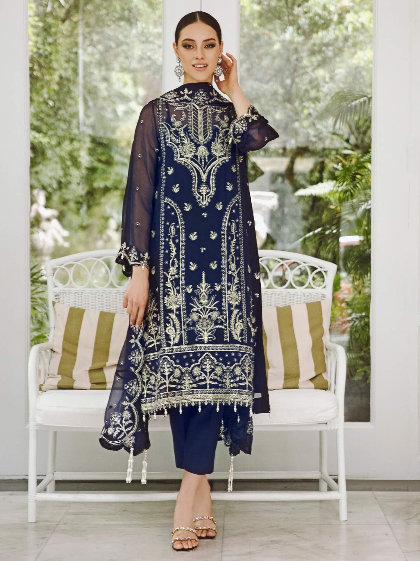 Saad Shaikh Ella Unstitched Embroidered Luxury Chiffon 3Pc Suit DSG-10 - Riwayat-e-khas