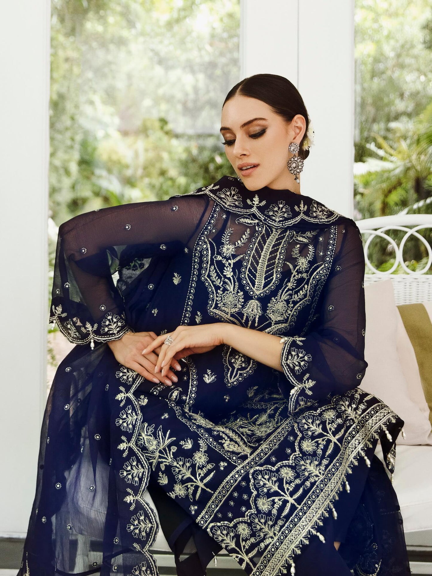 Saad Shaikh Ella Unstitched Embroidered Luxury Chiffon 3Pc Suit DSG-10 - Riwayat-e-khas