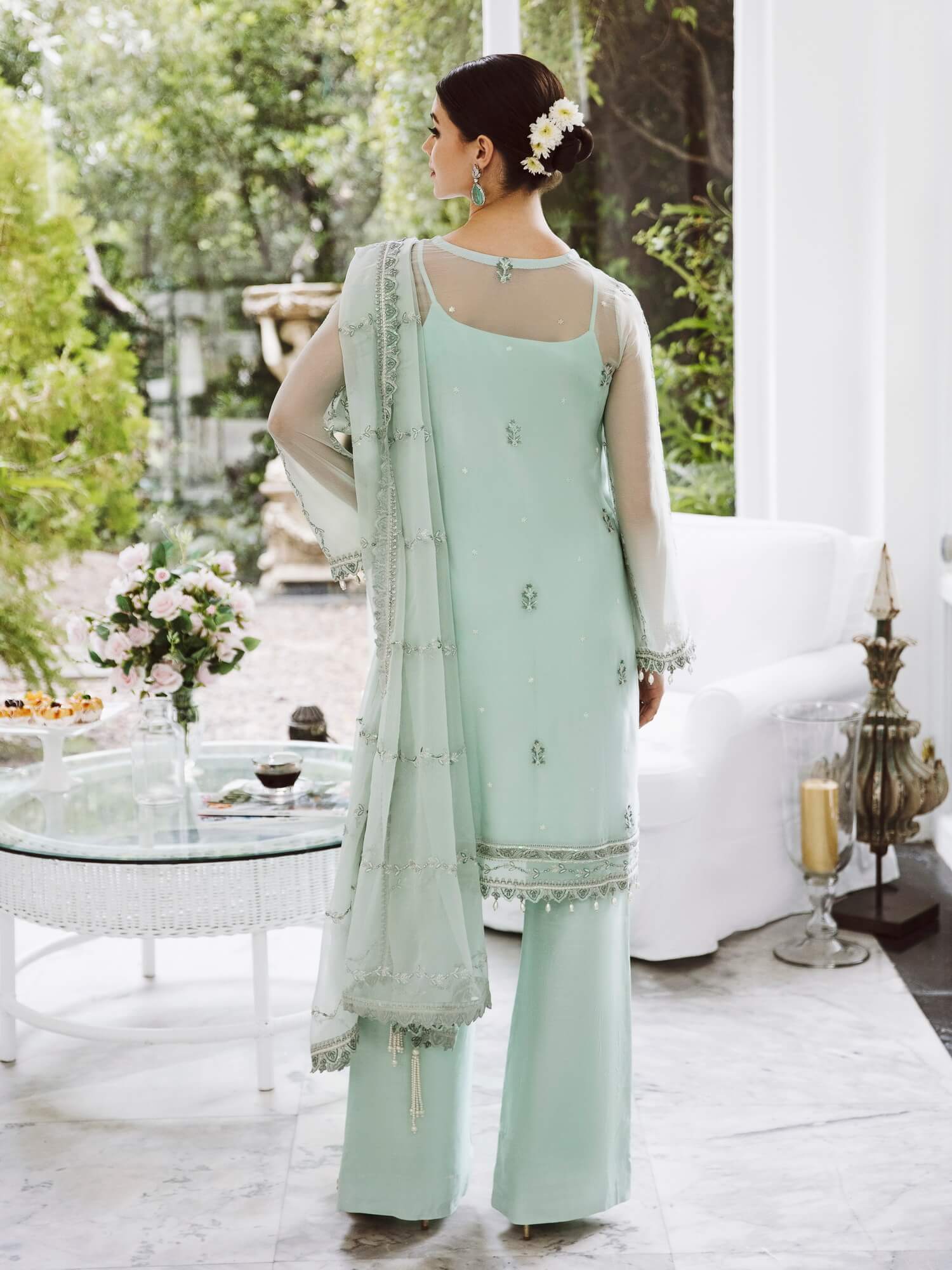 Saad Shaikh Ella Unstitched Embroidered Luxury Chiffon 3Pc Suit DSG-07 - Riwayat-e-khas