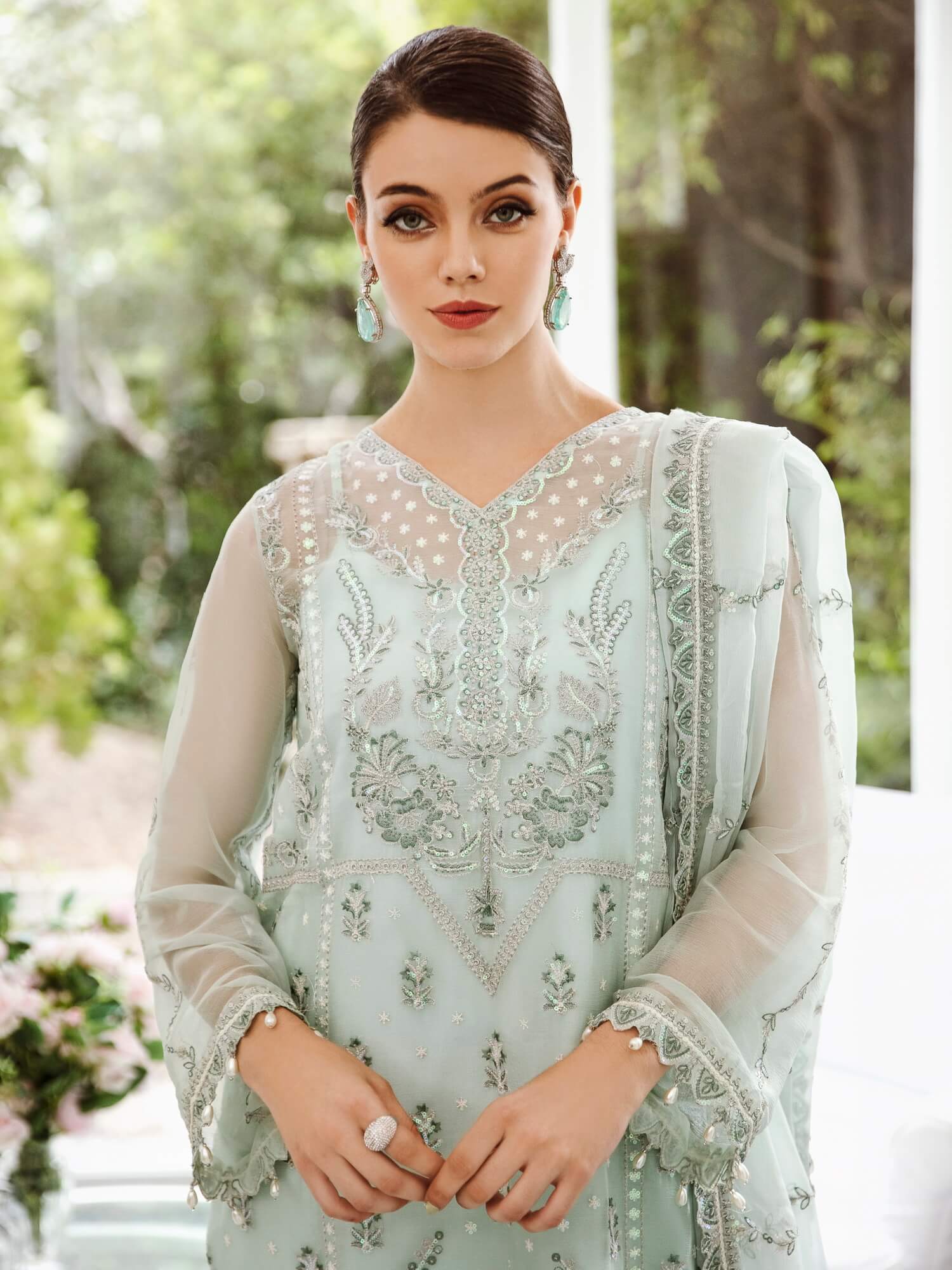 Saad Shaikh Ella Unstitched Embroidered Luxury Chiffon 3Pc Suit DSG-07 - Riwayat-e-khas