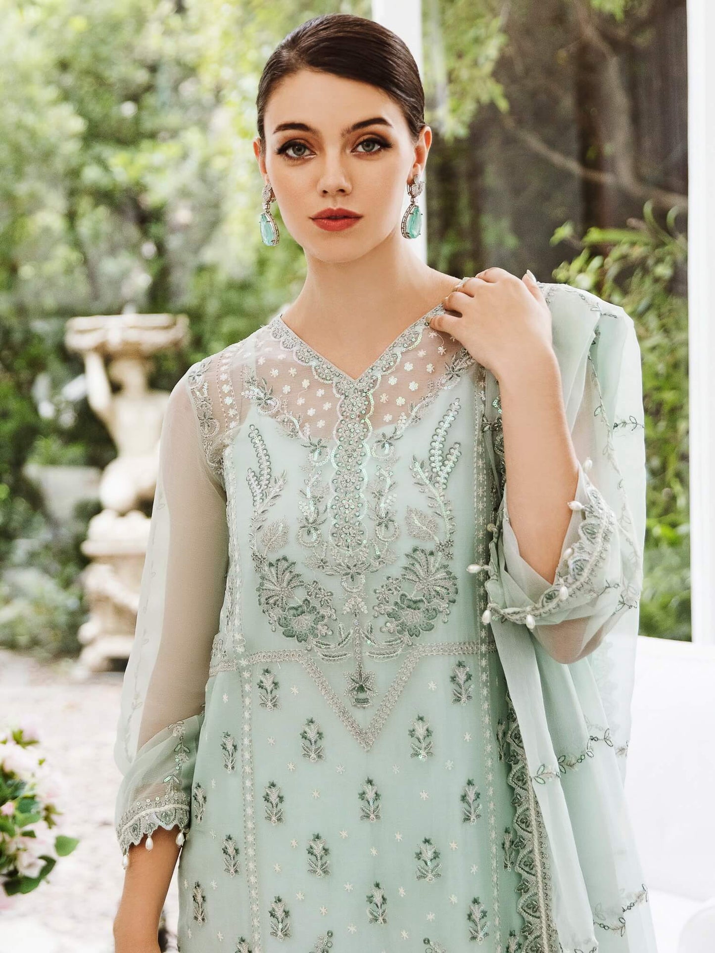 Saad Shaikh Ella Unstitched Embroidered Luxury Chiffon 3Pc Suit DSG-07 - Riwayat-e-khas