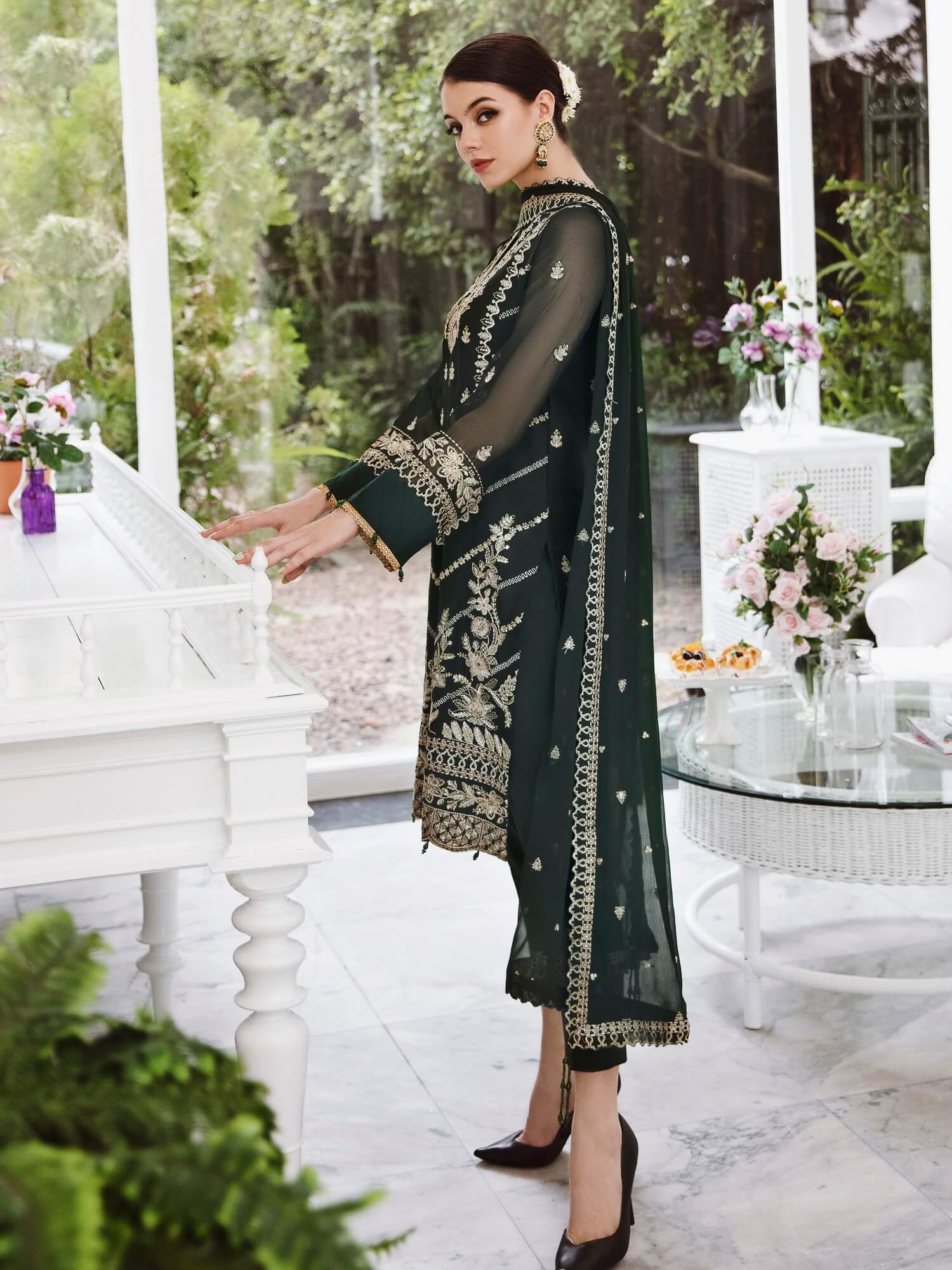 Saad Shaikh Ella Unstitched Embroidered Luxury Chiffon 3Pc Suit DSG-09 - Riwayat-e-khas