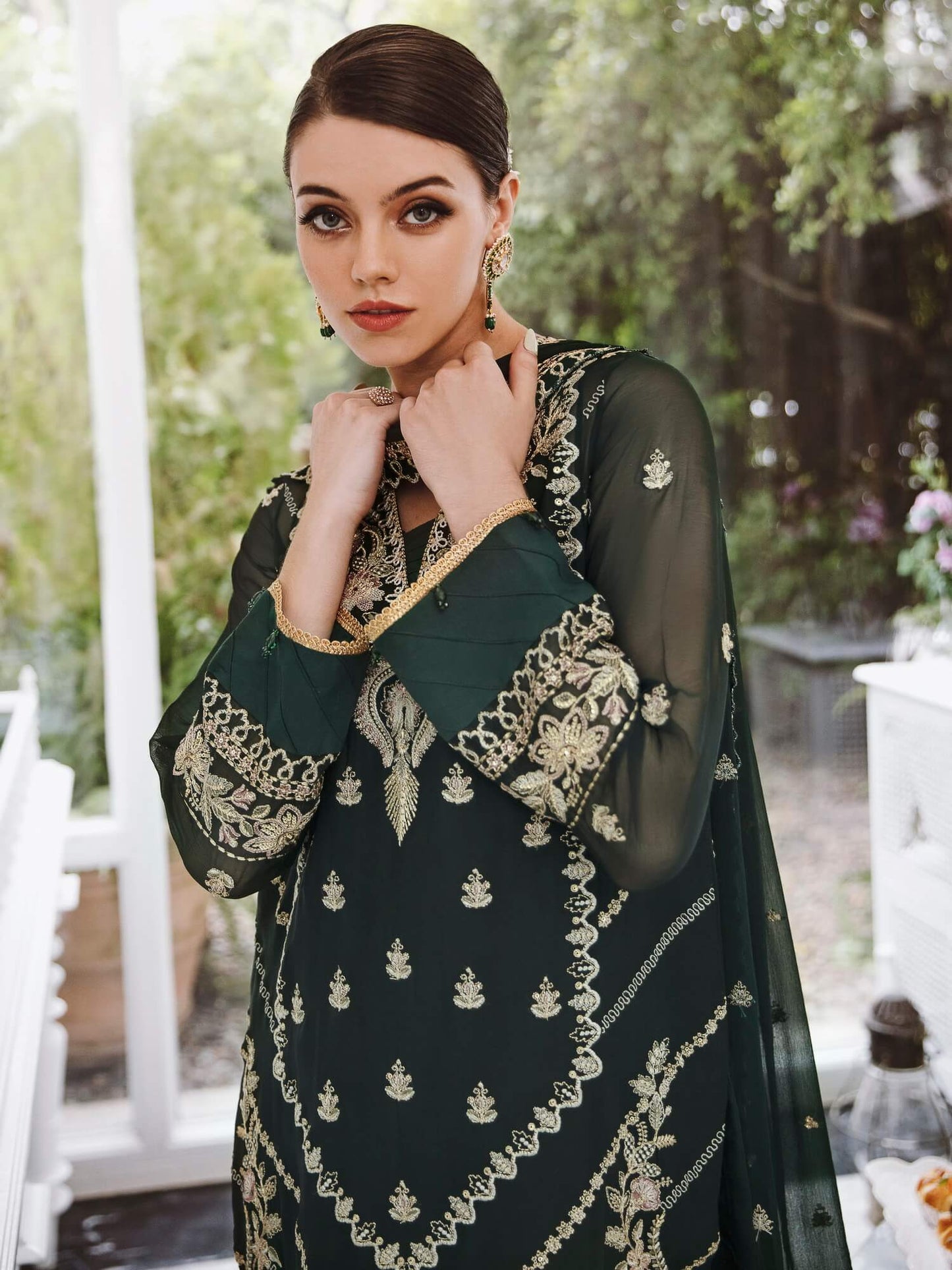 Saad Shaikh Ella Unstitched Embroidered Luxury Chiffon 3Pc Suit DSG-09 - Riwayat-e-khas