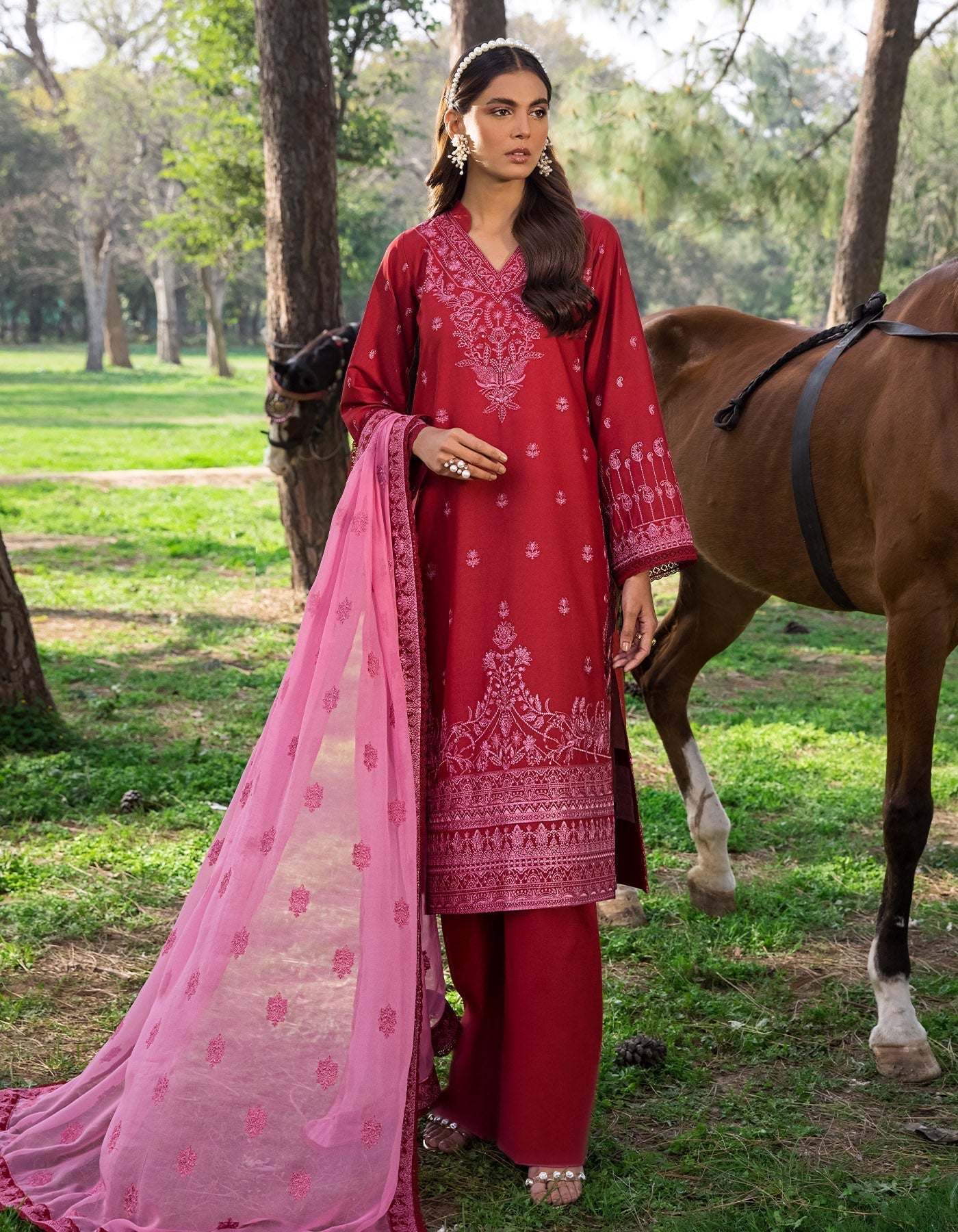 SIFA Embroidered Lawn 3Pc Suit - INTO THE ROSE - Riwayat-e-khas