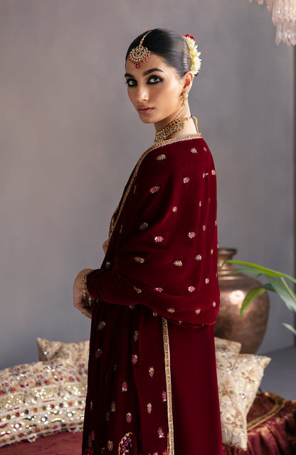 Emaan Adeel Makhmal Embroidered Velvet 3Pc Suit MK-02 ROSHANAY - Riwayat-e-khas