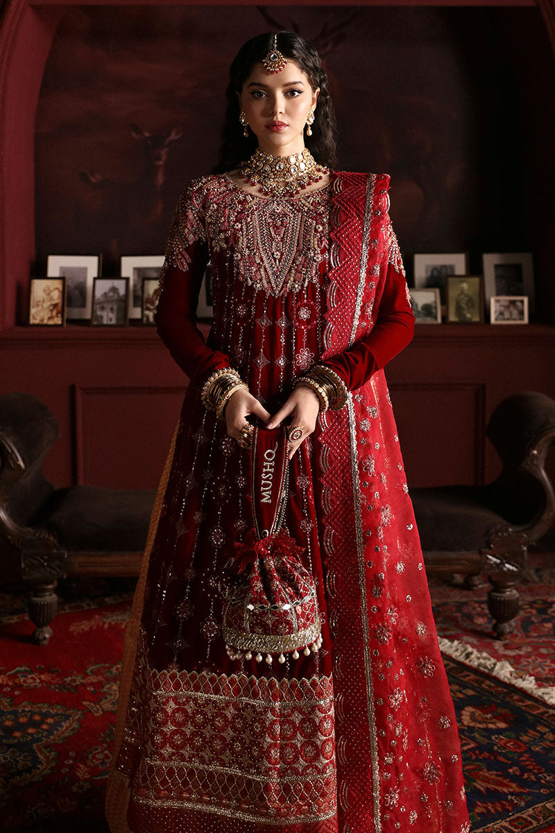 Niloufer by Mushq Embroidered Velvet Unstitched 3Pc Suit MV23-08 FARAH - Riwayat-e-khas