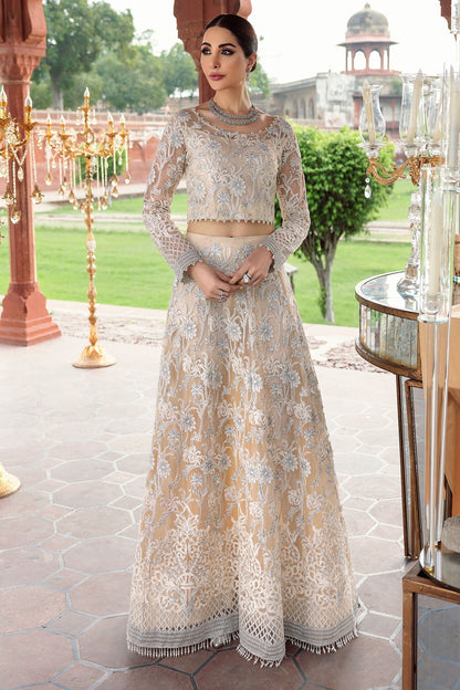 Motifz-2782-OFF-WHITE EMBROIDERED SILK NET FABRIC - Riwayat-e-khas