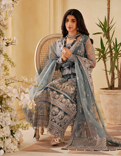 SIFA Sajli Festive Formal Embroidered 3Pc Suit S03 - ICE SAGE - Riwayat-e-khas