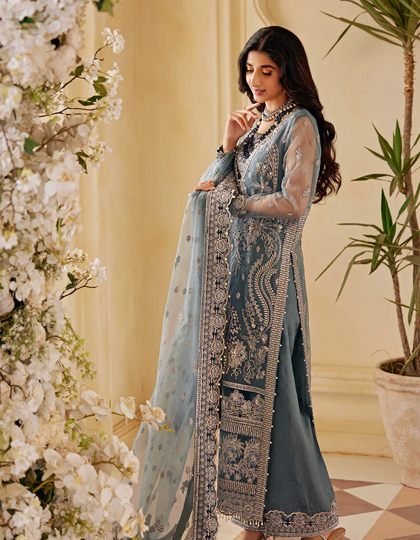 SIFA Sajli Festive Formal Embroidered 3Pc Suit S03 - ICE SAGE - Riwayat-e-khas