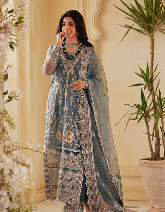 SIFA Sajli Festive Formal Embroidered 3Pc Suit S03 - ICE SAGE - Riwayat-e-khas