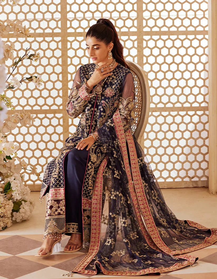 SIFA Sajli Festive Formal Embroidered 3Pc Suit S05 - BLUE JADE - Riwayat-e-khas