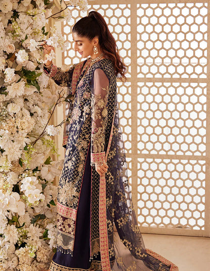 SIFA Sajli Festive Formal Embroidered 3Pc Suit S05 - BLUE JADE - Riwayat-e-khas