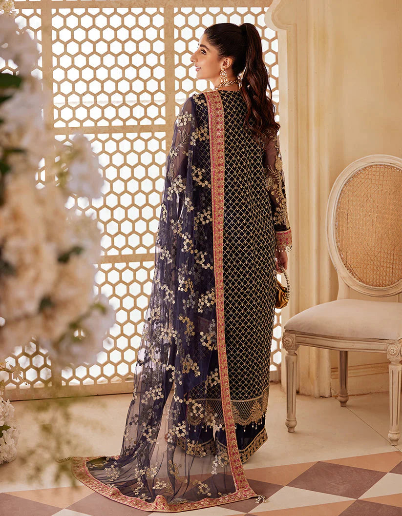 SIFA Sajli Festive Formal Embroidered 3Pc Suit S05 - BLUE JADE - Riwayat-e-khas