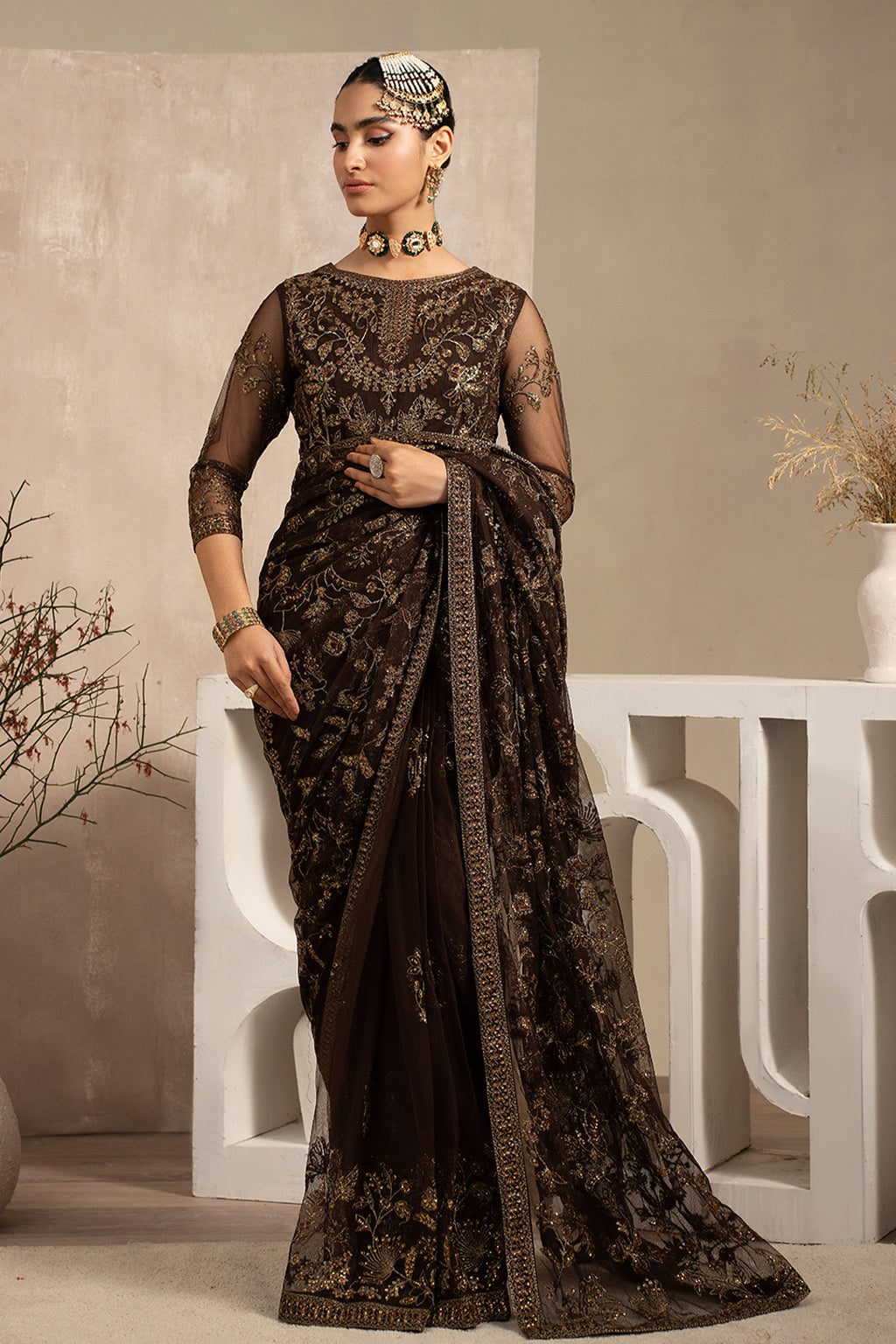 Naqsh by Zarif Unstitched Festive Formal 3 Piece Suit ZRN-01 SIYAH - Riwayat-e-khas