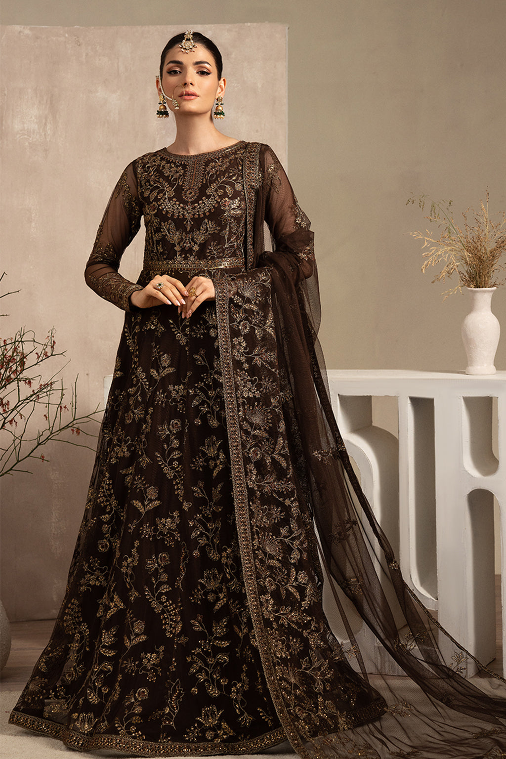 Naqsh by Zarif Unstitched Festive Formal 3 Piece Suit ZRN-01 SIYAH - Riwayat-e-khas