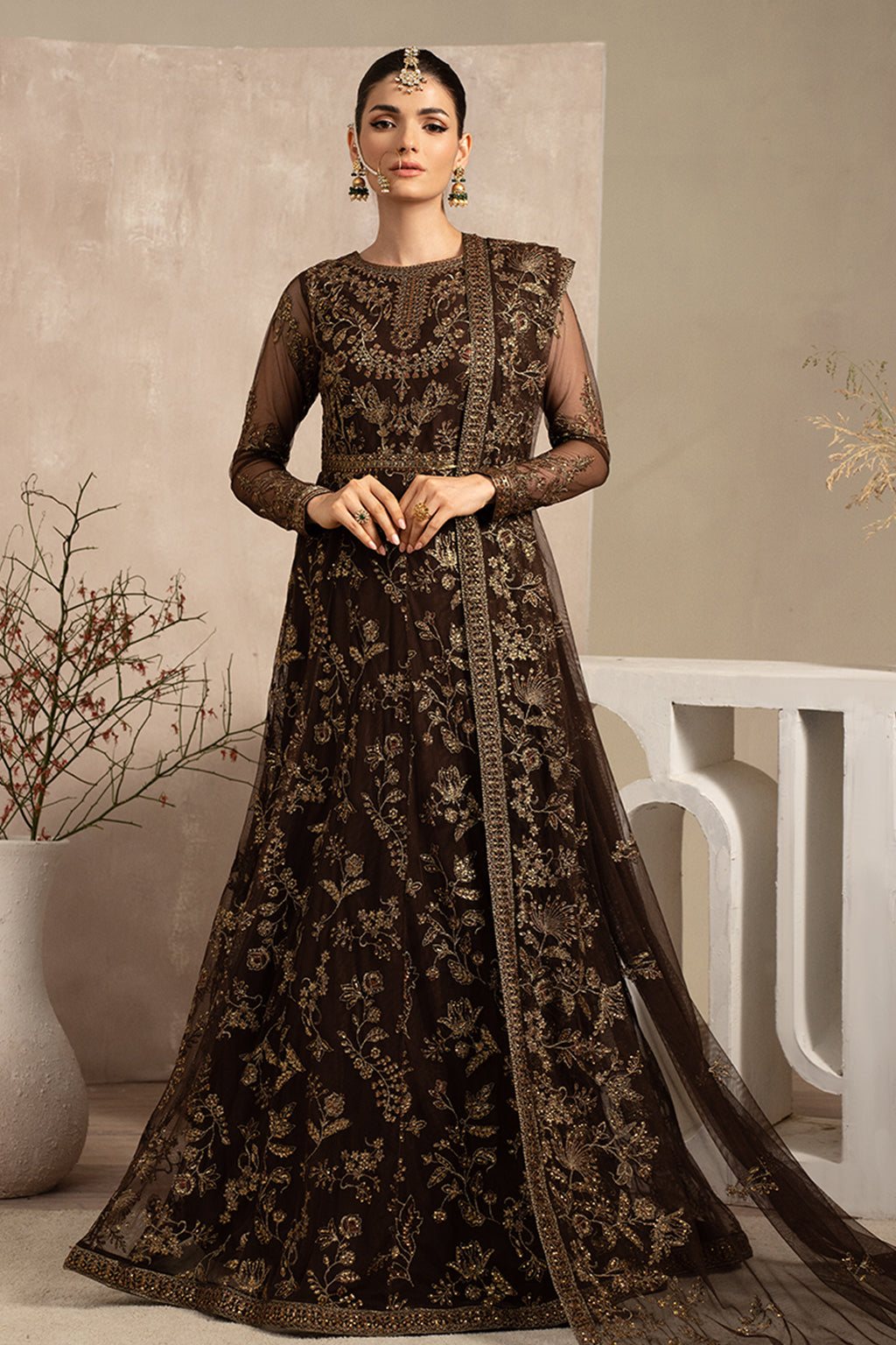 Naqsh by Zarif Unstitched Festive Formal 3 Piece Suit ZRN-01 SIYAH - Riwayat-e-khas