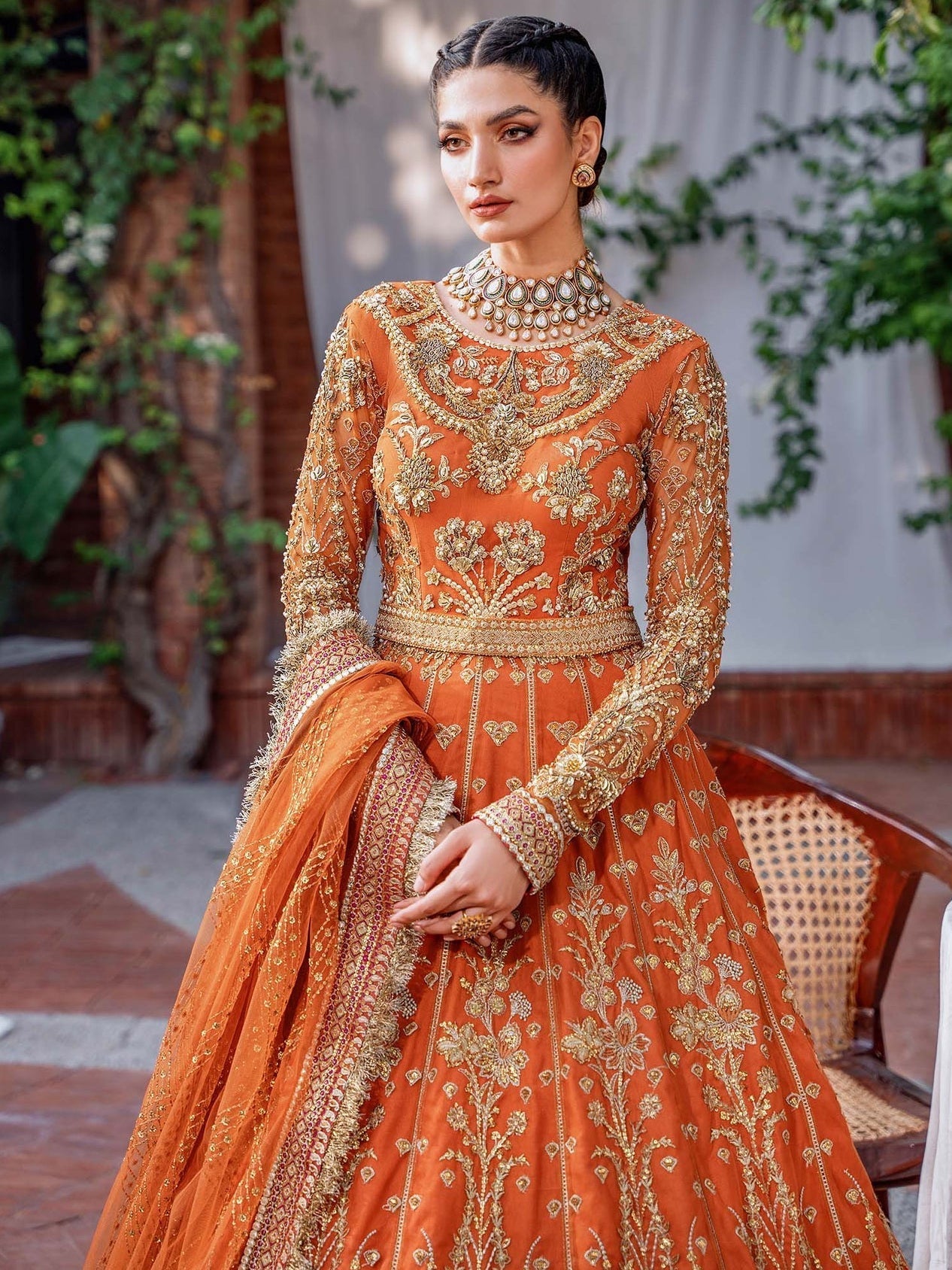 Akbar Aslam Mastani Embroidered Net 3Pc Suit - MAHJABEEN - Riwayat-e-khas